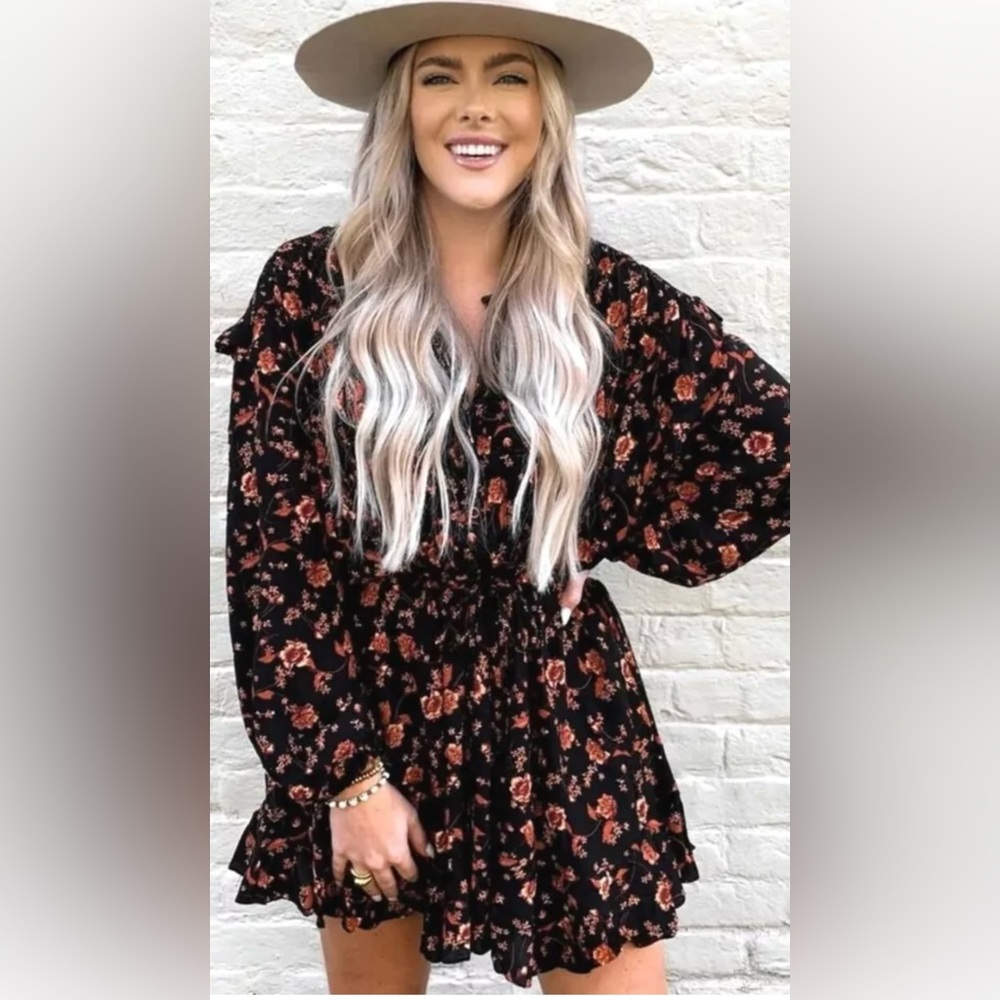 FREE PEOPLE FLORAL DRESS XS